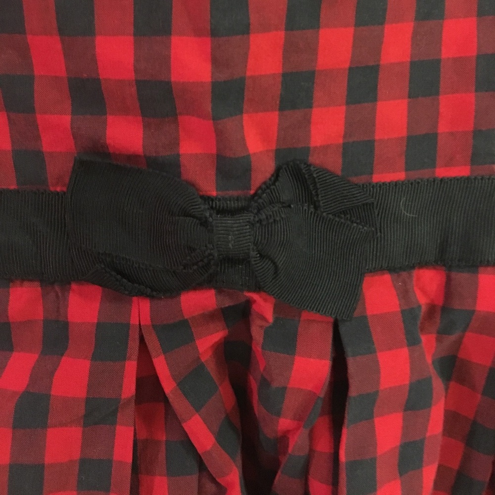 NWT Abercrombie holiday M Navy Red plaid top w bow - Picture 2 of 5